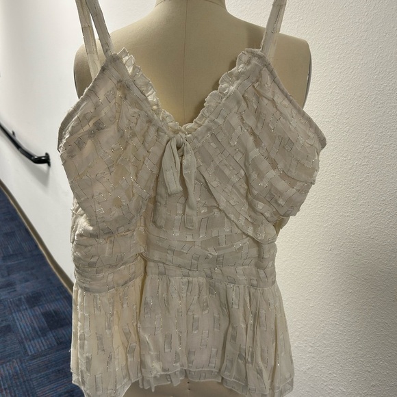 NWT WALTER BAKER DOBSON TOP. PEPLUM BOTTOM,SLEEVELESS LINED IVORY W/GOLD THREADS - Picture 5 of 6